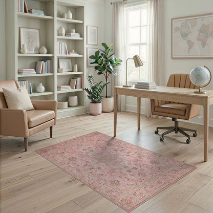 Pink Floral Vintage Area Rug