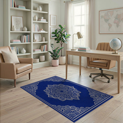 Blue Mandala Medallion Area Rug