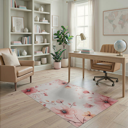 Blush Pink Floral Vintage Area Rug