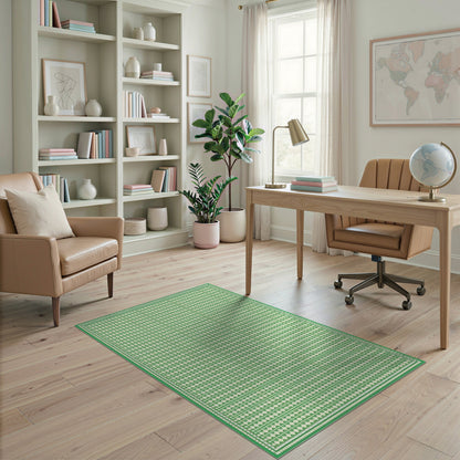 Green Geometric Pattern Washable Area Rug