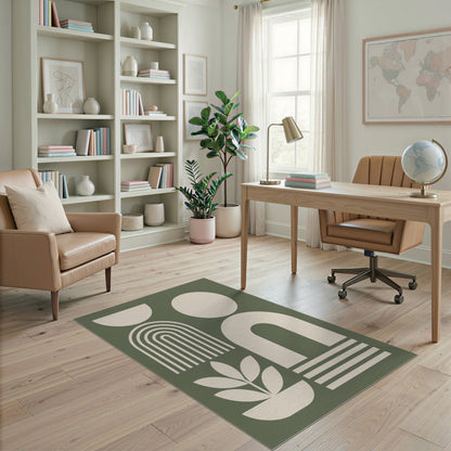 Geometric Modern Abstract Green Geometric Abstract Area Rug