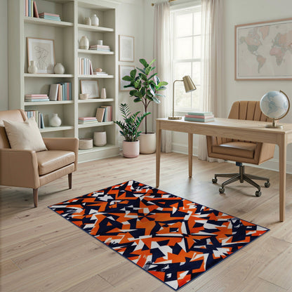 Geometric Modern Multi-color and Patterns Bold Orange Geometric Area Rug