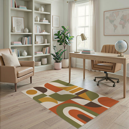 Bold Geometric Area Rug in Earth Tones