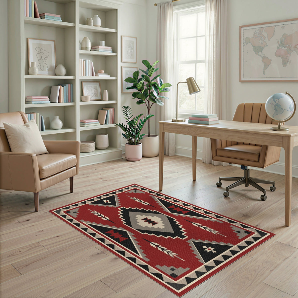 Red Southwestern Geometric Area Rug