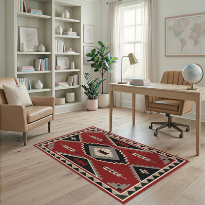 Red Southwestern Geometric Area Rug