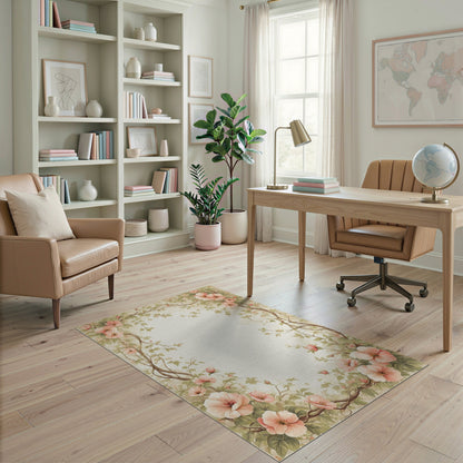 Pink Floral Vintage Washable No. 59 Area Rug
