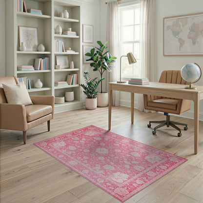 Pink Floral Vintage Area Rug