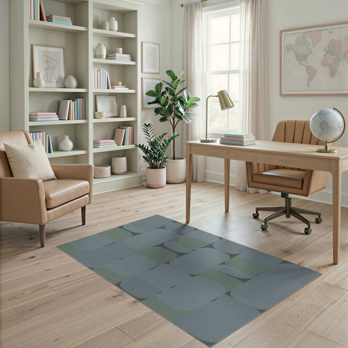 Blue Teal Abstract Area Rug