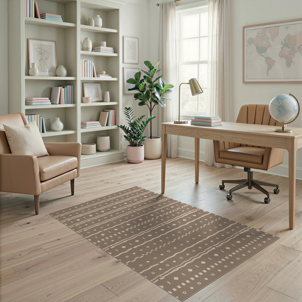 Brown Tan Heritage Tribal Area Rug