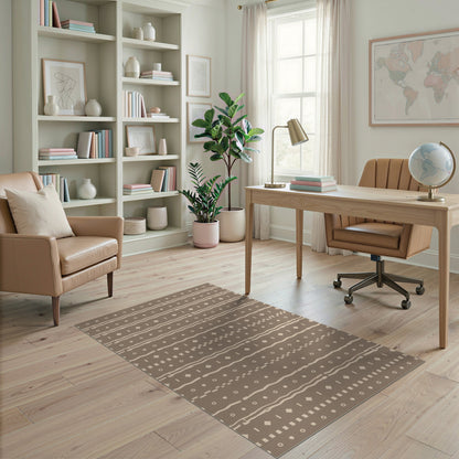 Brown Tan Heritage Tribal Area Rug