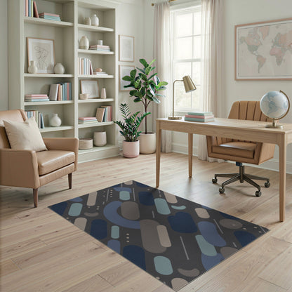 Abstract Area Blue Teal Abstract Geometric Area Rug