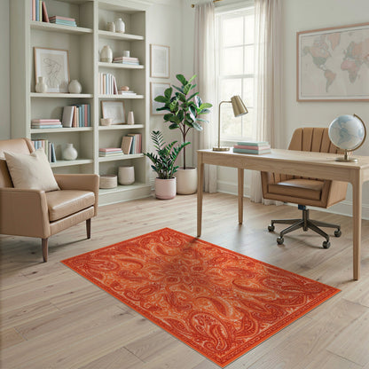 Orange Paisley Vintage Area Rug