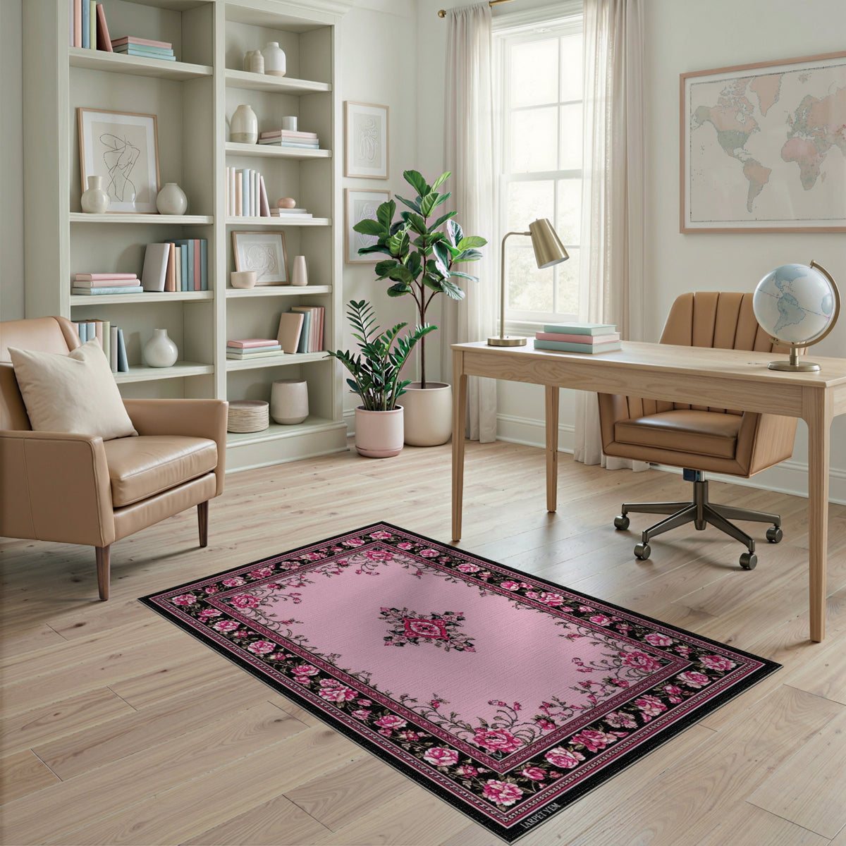 Pink Rose Floral Vintage No. 31 Area Rug