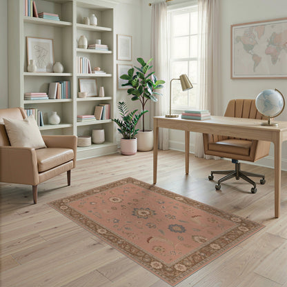 Dusty Rose Floral Vintage Area Rug
