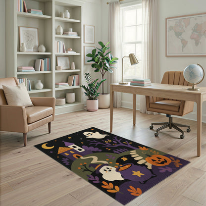 Spooky Ghost Cauldron Halloween Kids Area Rug