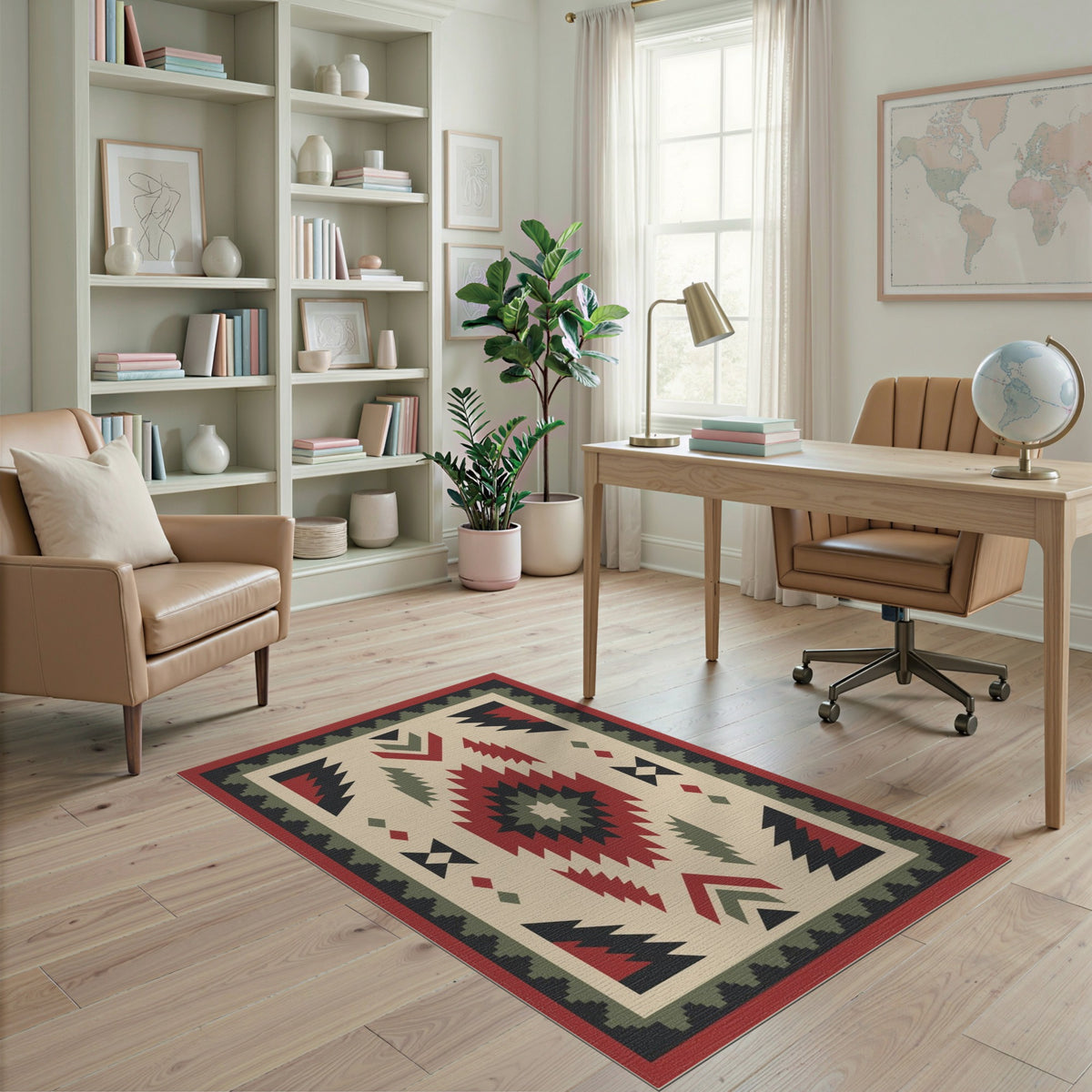 Red Southwestern Geometric Area Rug