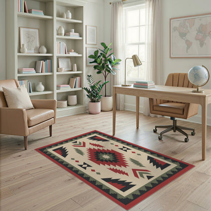 Red Southwestern Geometric Area Rug