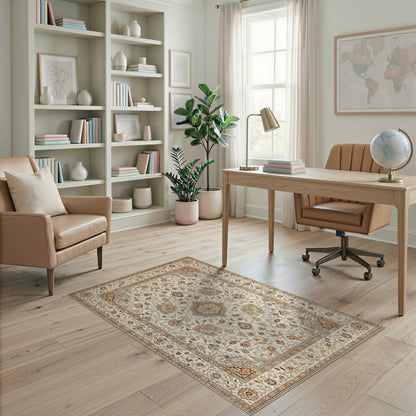 Floral Medallion Beige Persian Floral Medallion Area Rug