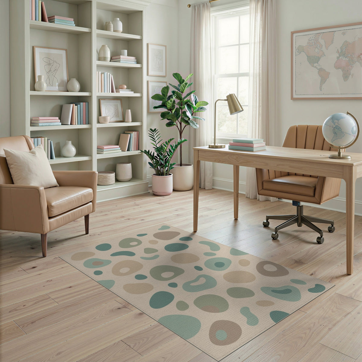 Abstract Neutral Pebble Area Rug