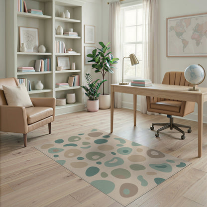 Abstract Neutral Pebble Area Rug