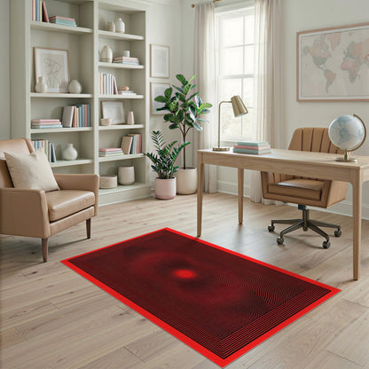 Geometric Modern Red Vortex Geometric Area Rug