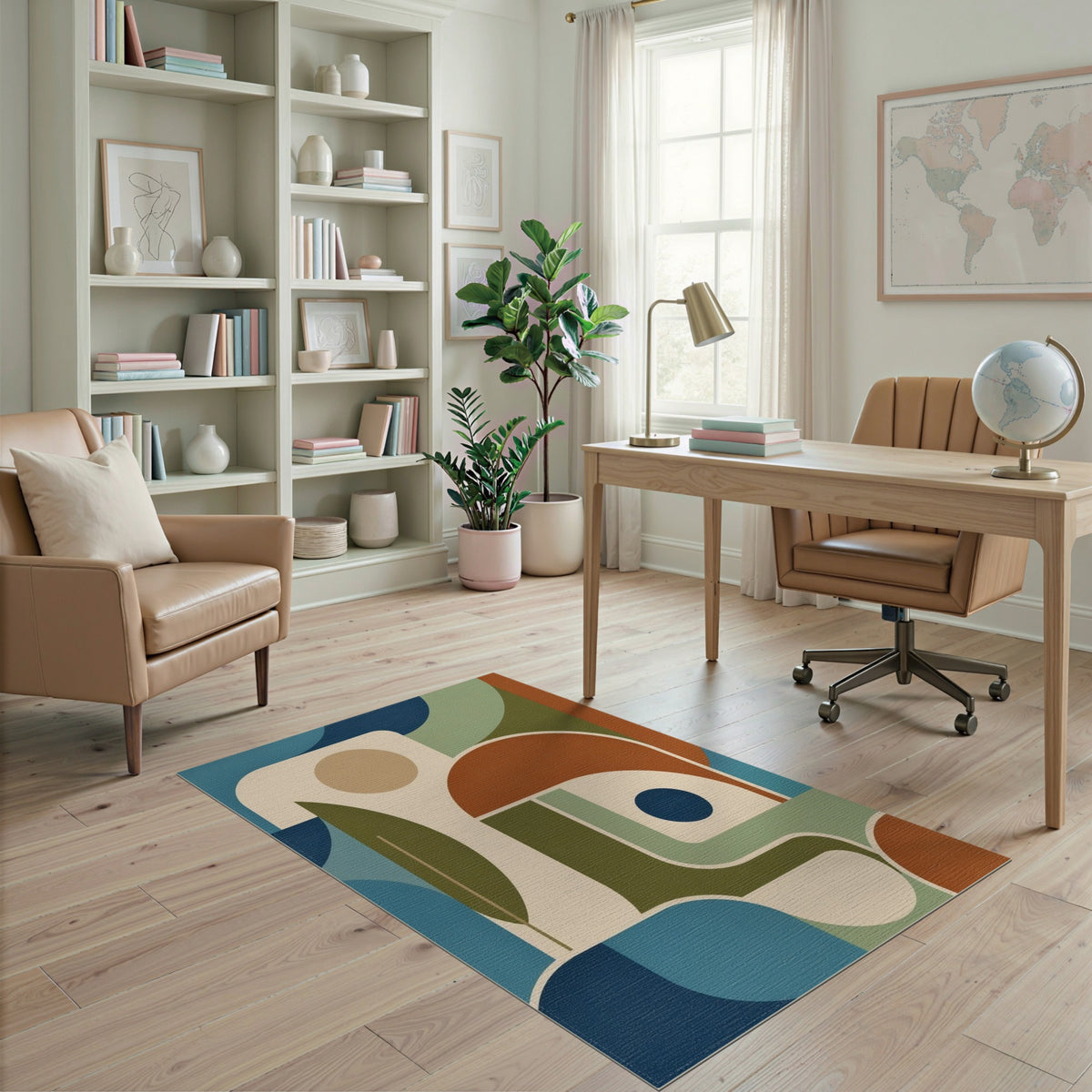 Blue and Teal Abstract Geometric Blue Teal Area Rug