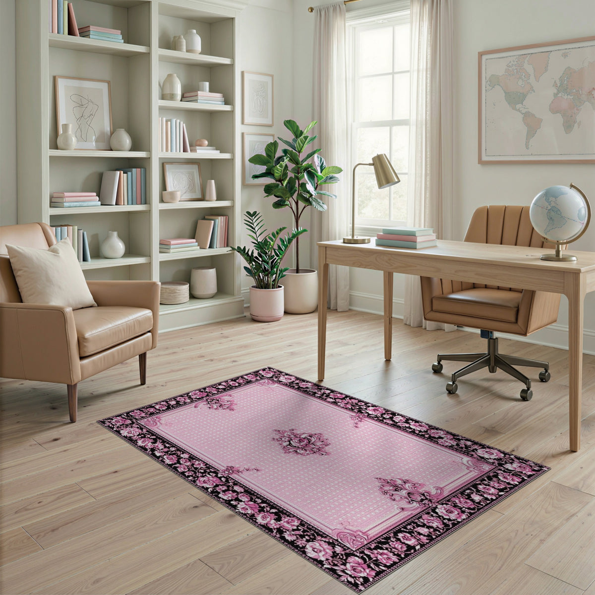 Pink Rose Floral Vintage No. 12 Area Rug