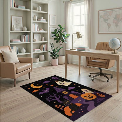 Cute Halloween Ghost Cat Kids Cartoon Area Rug