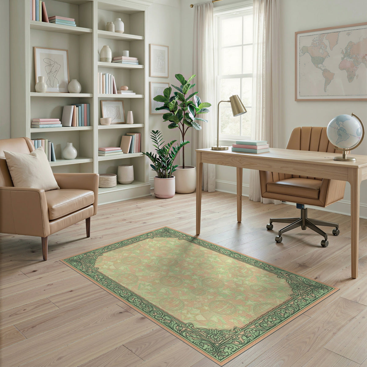 Retro Disco Ball Stars Green Border Rug