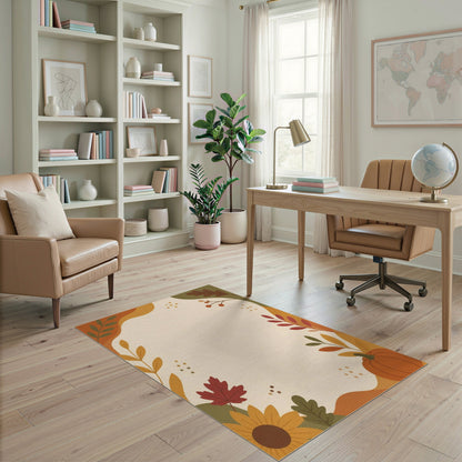 Beige Autumn Harvest Pumpkin Area Rug