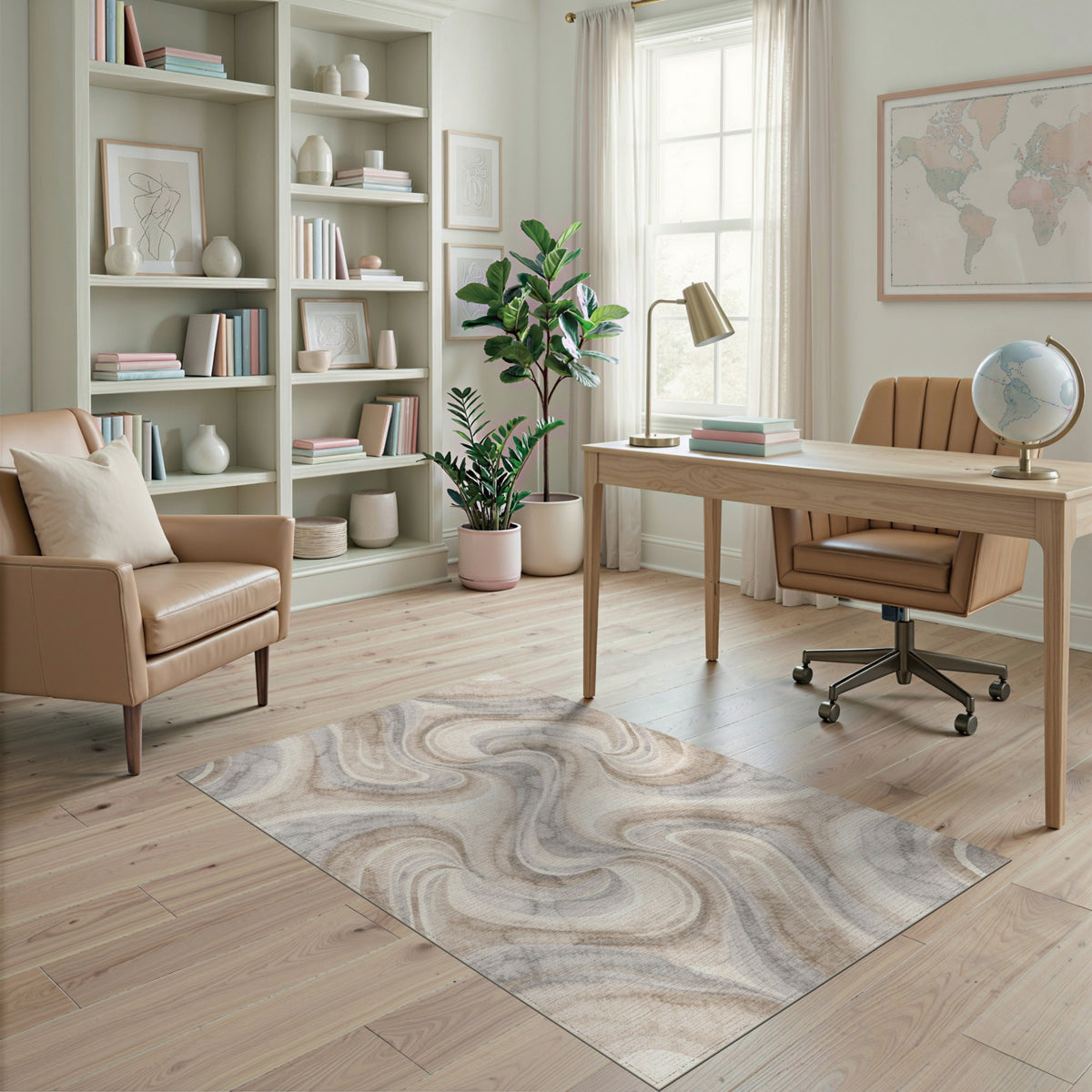 Beige Swirl Abstract No. 4 Area Rug