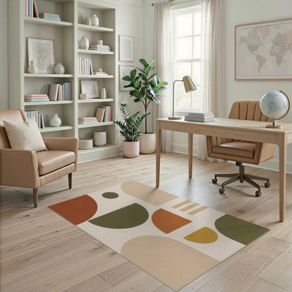 Geometric Brown Tan Geometric Modern Area Rug