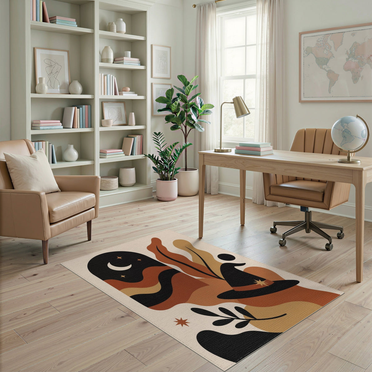 Abstract Witch Hat Moon Area Rug