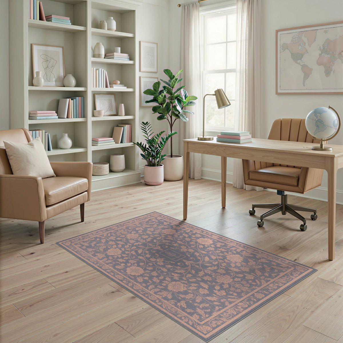 Blue Floral Vintage Area Rug
