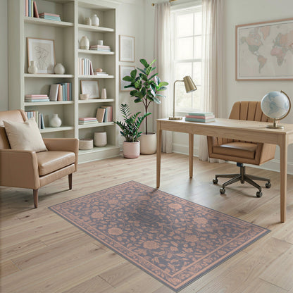 Blue Floral Vintage Area Rug