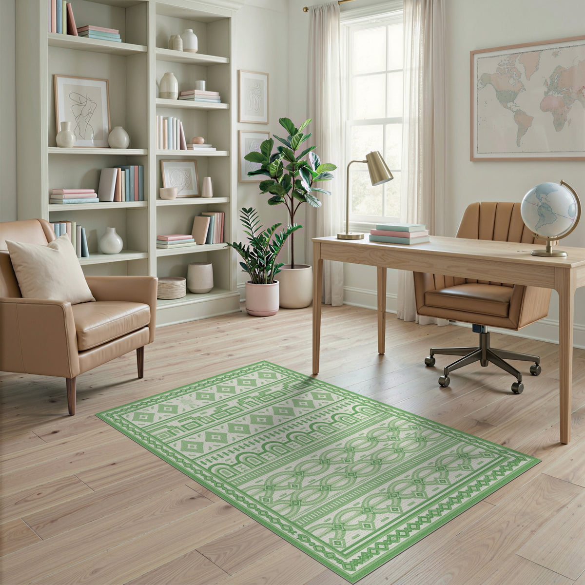 Green Geometric Diamond Green Area Rug