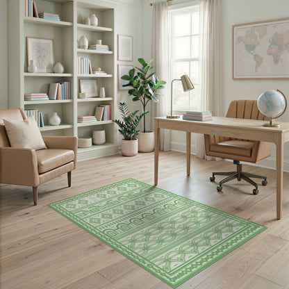 Green Geometric Diamond Green Area Rug
