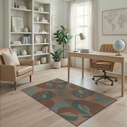 Abstract Brown Teal Organic Area Rug