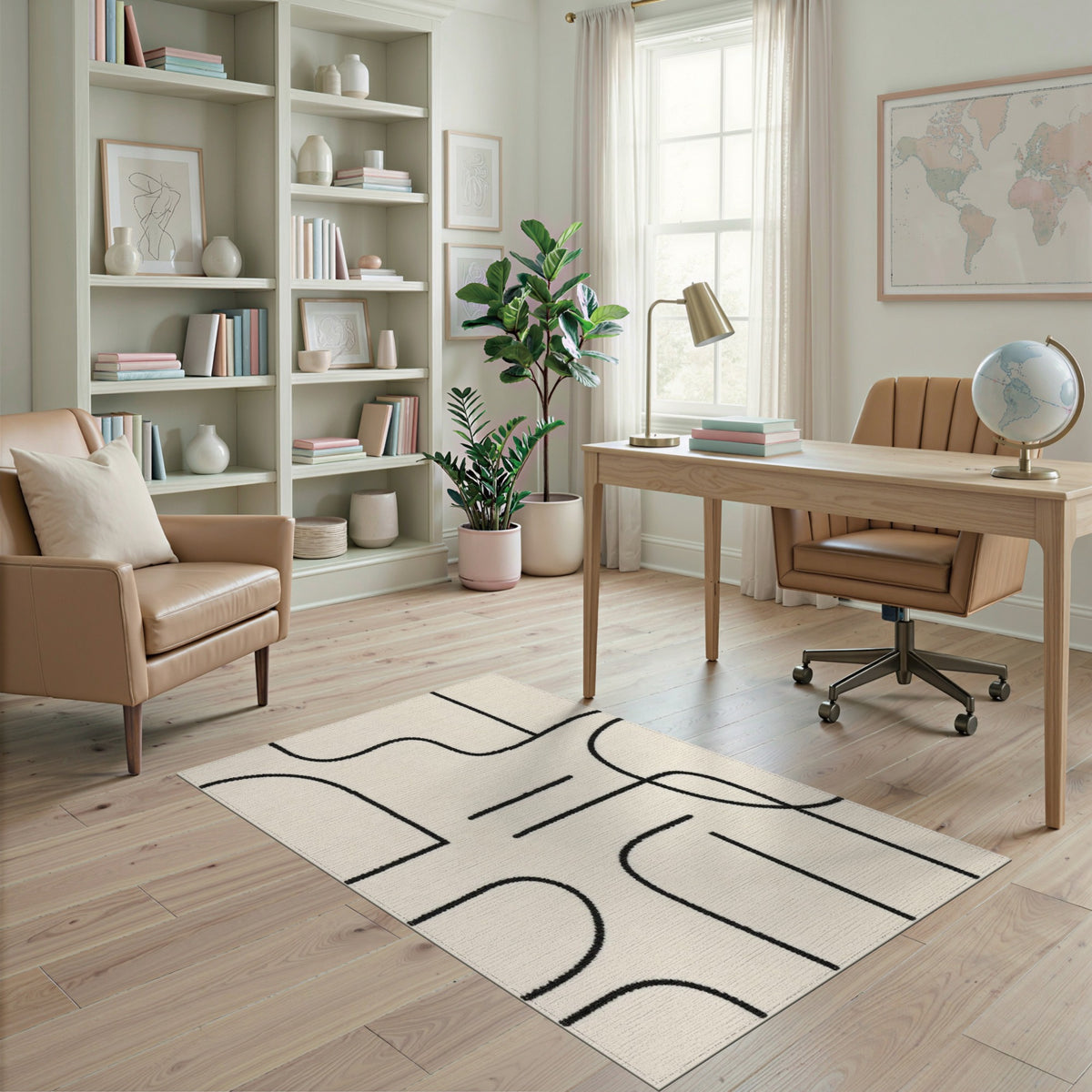 Geometric Modern Black and White Black White Abstract Geometric Area Rug
