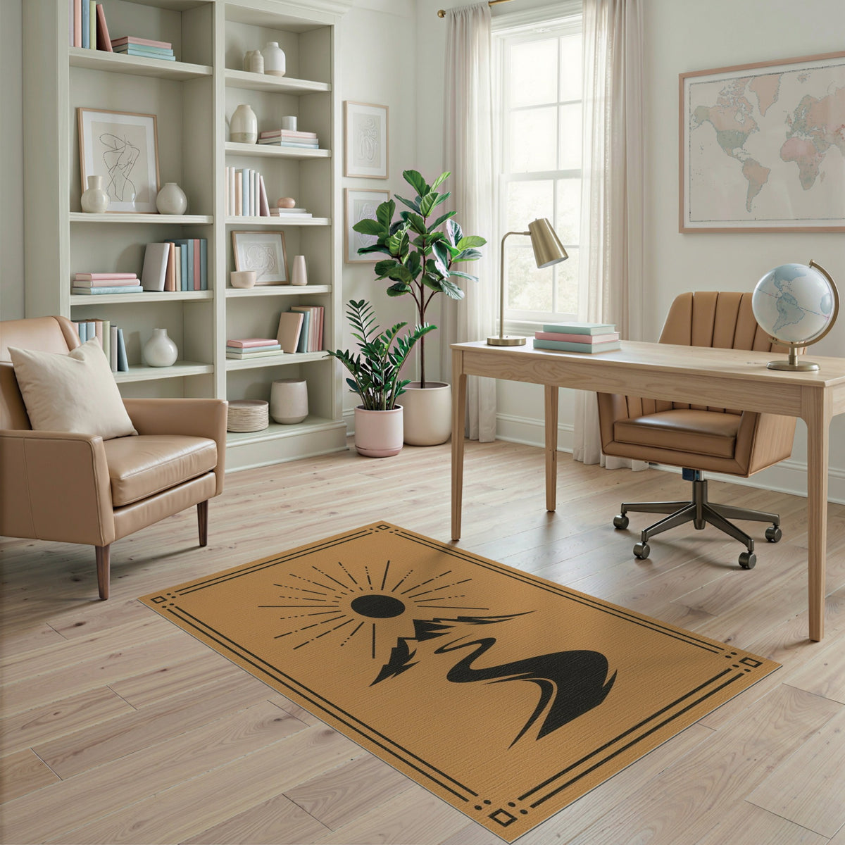 Southwestern Sun Mountain River Brown Area Rug