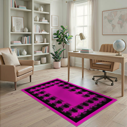 Pink Buffalo Check Geometric Area Rug
