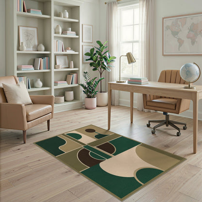 Green Geometric Area Rug