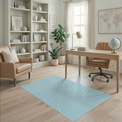 Light Blue Abstract Flow Area Rug