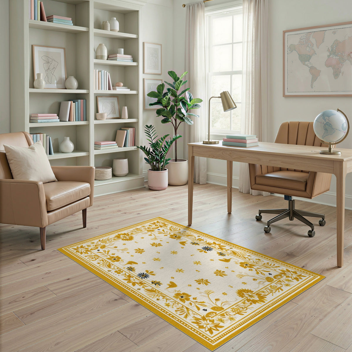 Yellow Floral Vintage No. 12 Area Rug