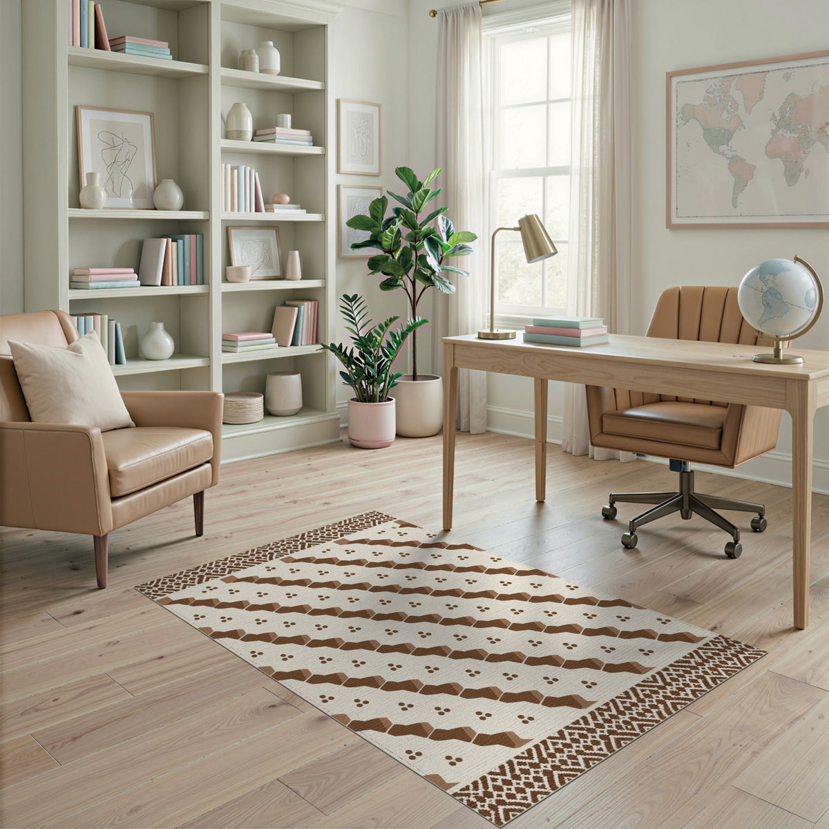 Brown Tribal Geometric Area Rug