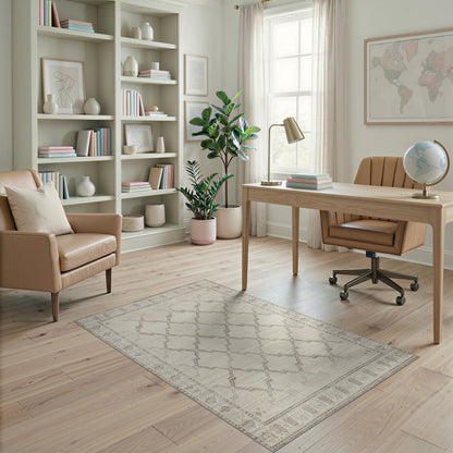 Beige Geometric Lattice Area Rug
