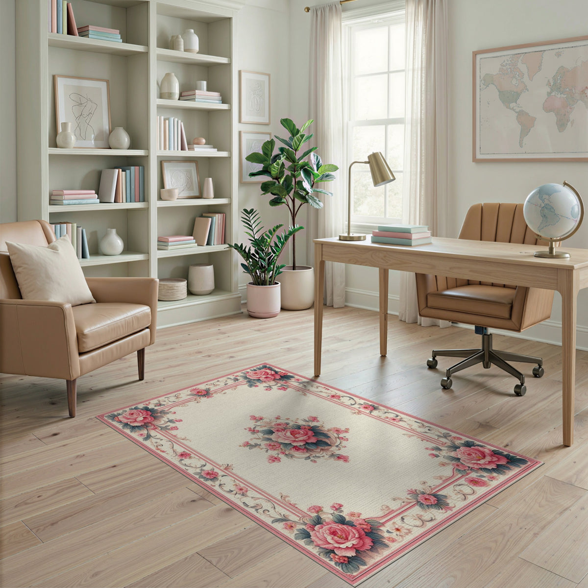 Pink Rose Floral Vintage No. 26 Area Rug