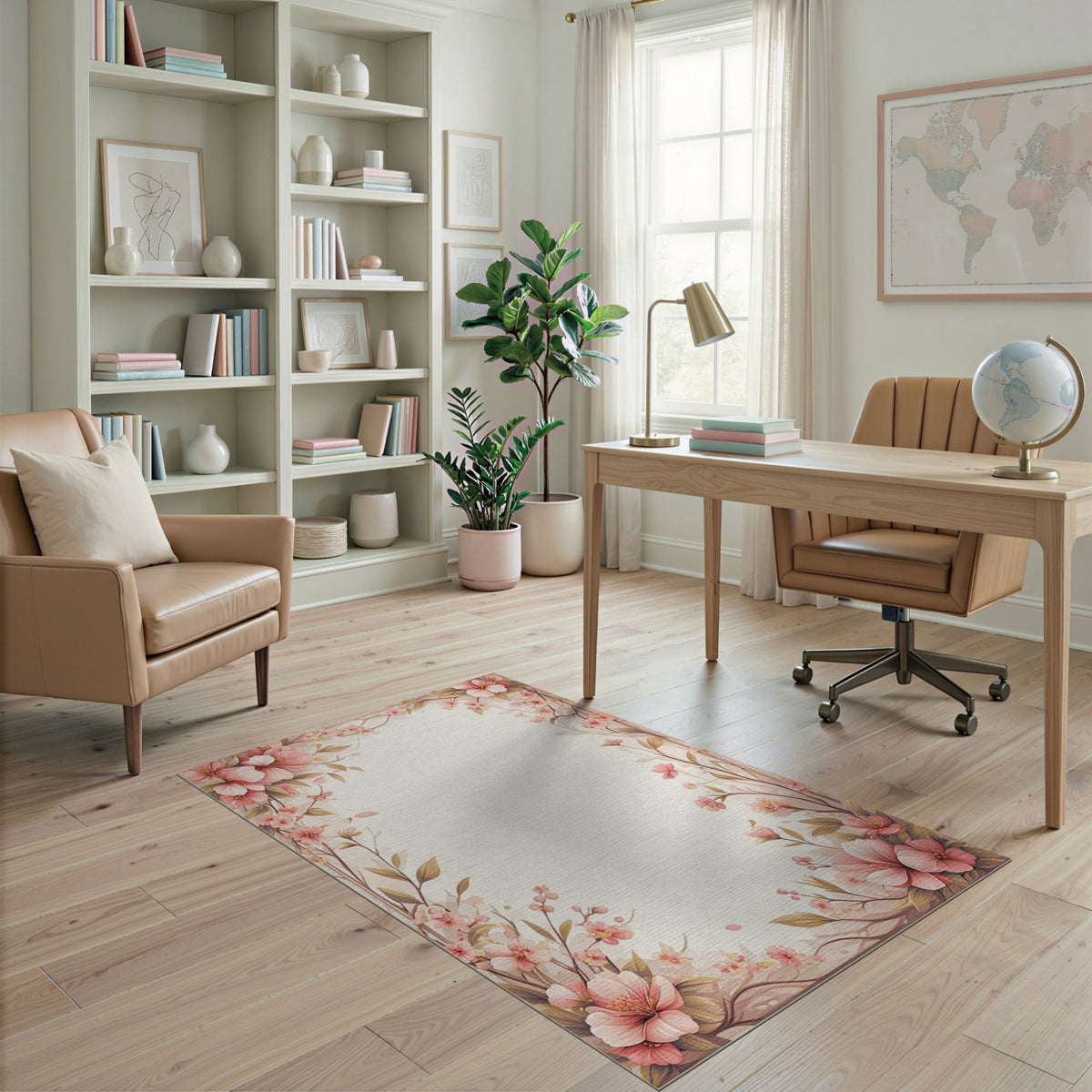 Pink Floral Vintage Washable No. 31 Area Rug