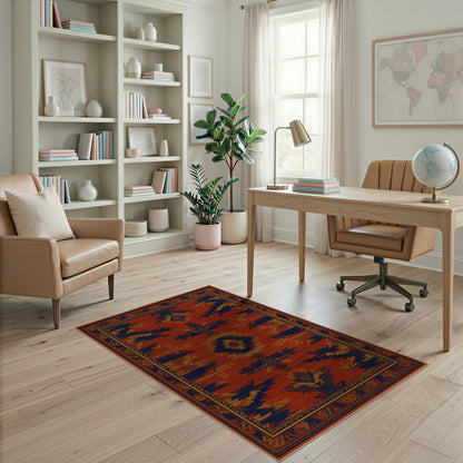 Southwestern Orange Geometric No. 28 Area Rug