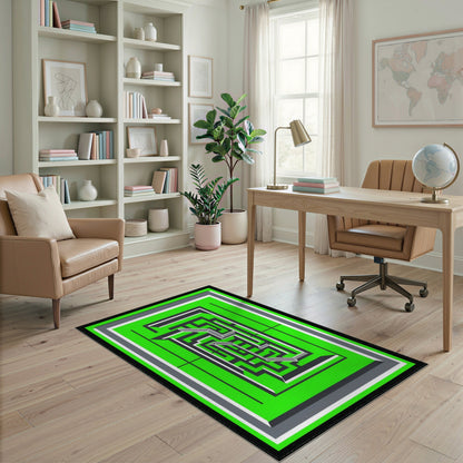 Green Geometric Modern Green Geometric Maze Area Rug